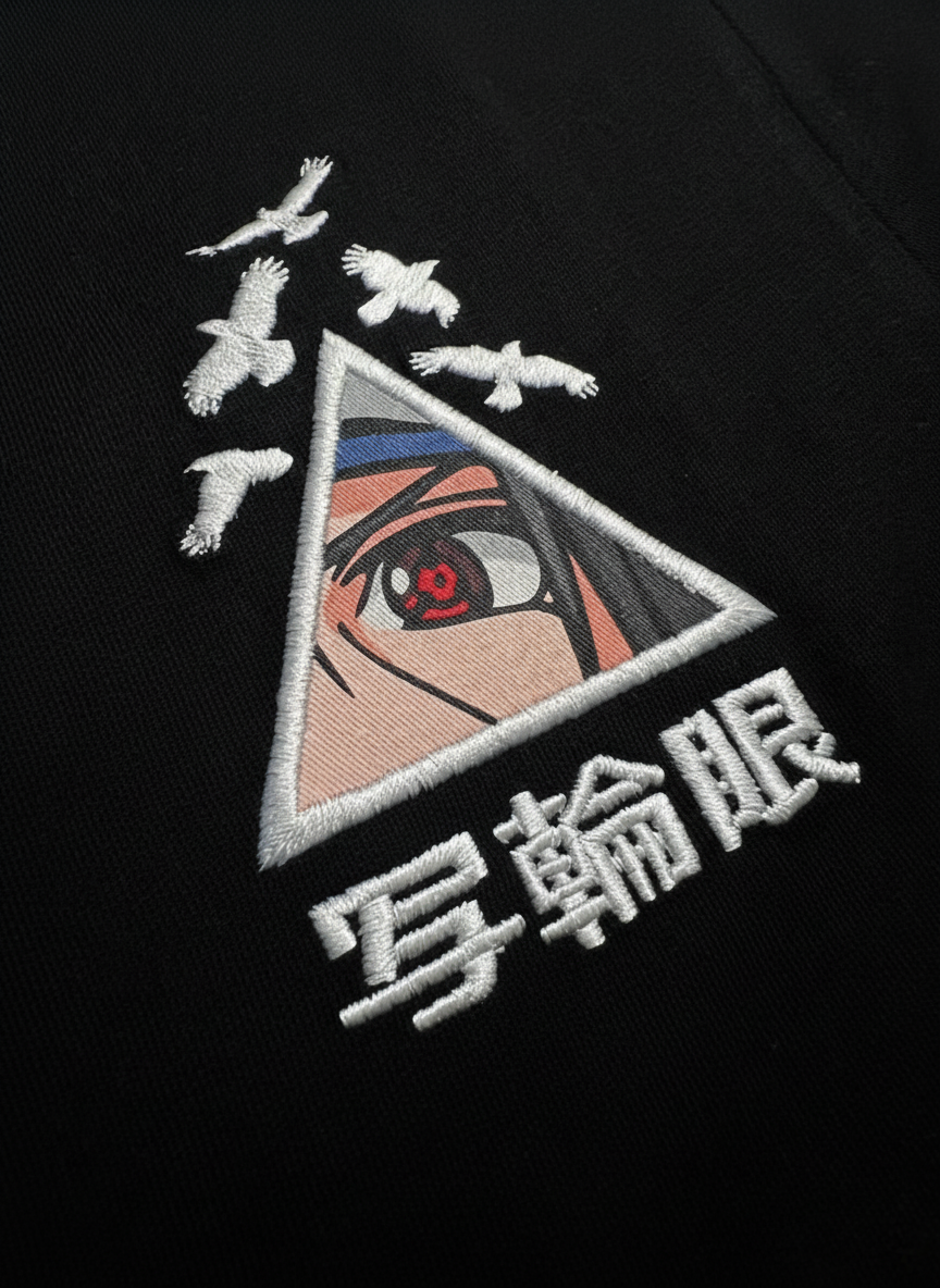 Zoom patch triangle twill Sharingan Itachi et corbeaux brodés – T-Shirt Naruto Shippuden™ PROJO
