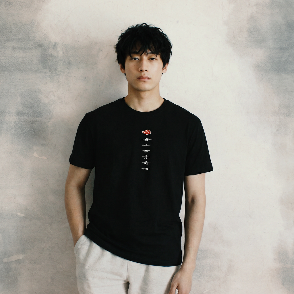 T-Shirt Regular Naruto Shippuden™ [Akatsuki Rogue Signs] · Noir